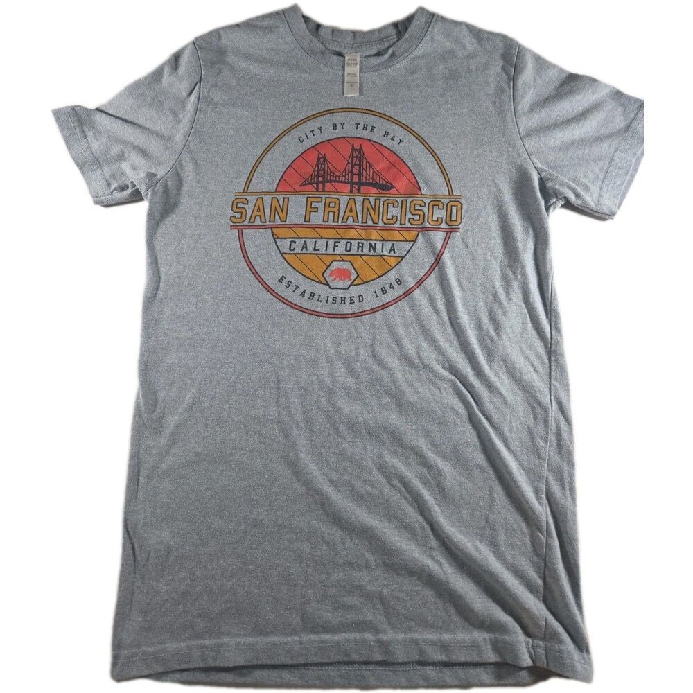 San Francisco California Graphic Tee City by the Bay Shirt Size S Gray